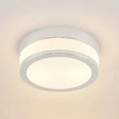 Lámpara de techo Lindby Flavi, Ø 23 cm, cromado, cristal, IP44, E27