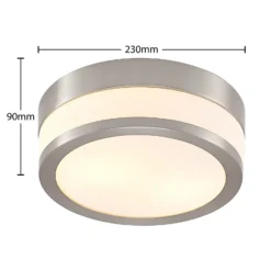 Lámpara de techo Lindby Flavi, Ø 23 cm, níquel, cristal, IP44, E27