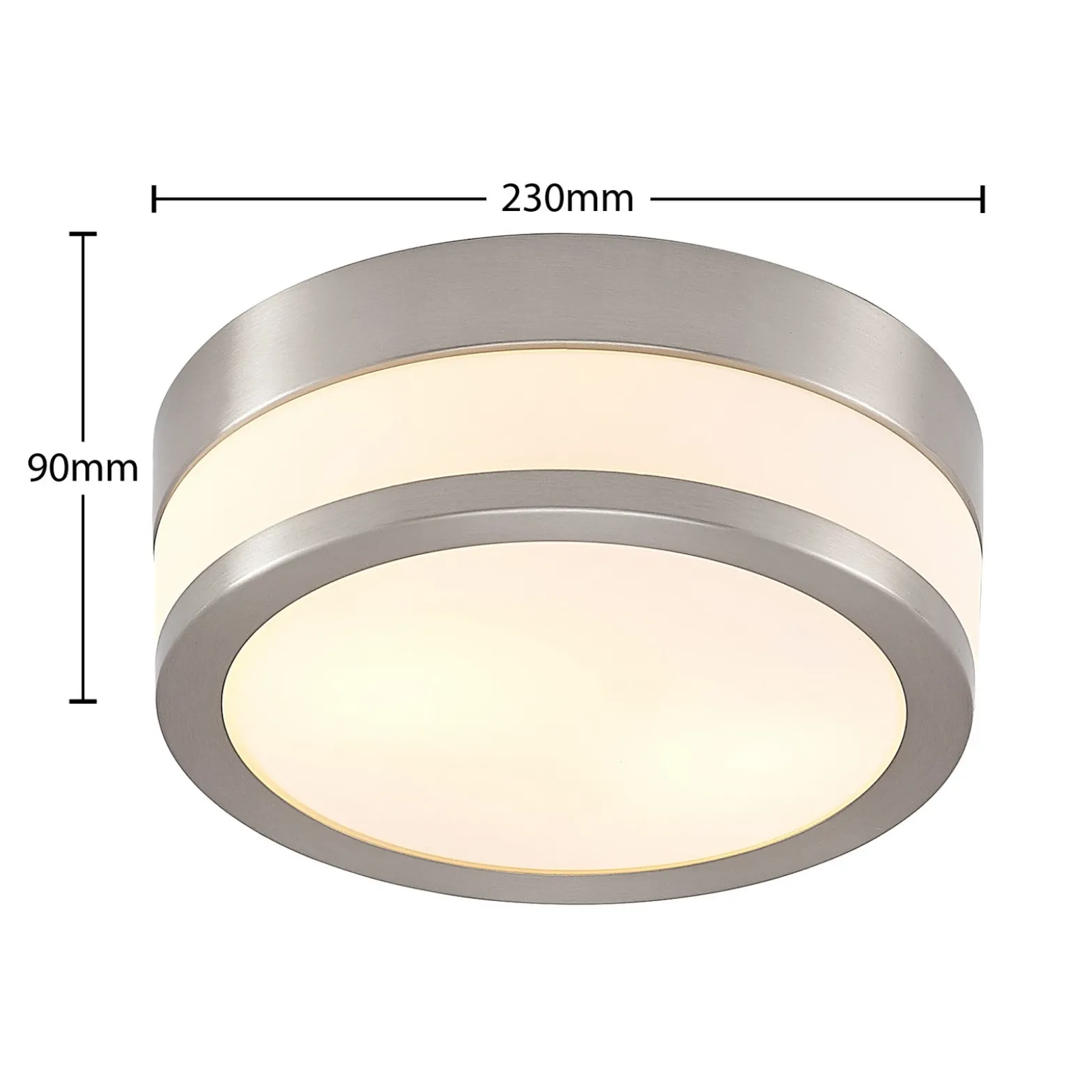 Lámpara de techo Lindby Flavi, Ø 23 cm, níquel, cristal, IP44, E27