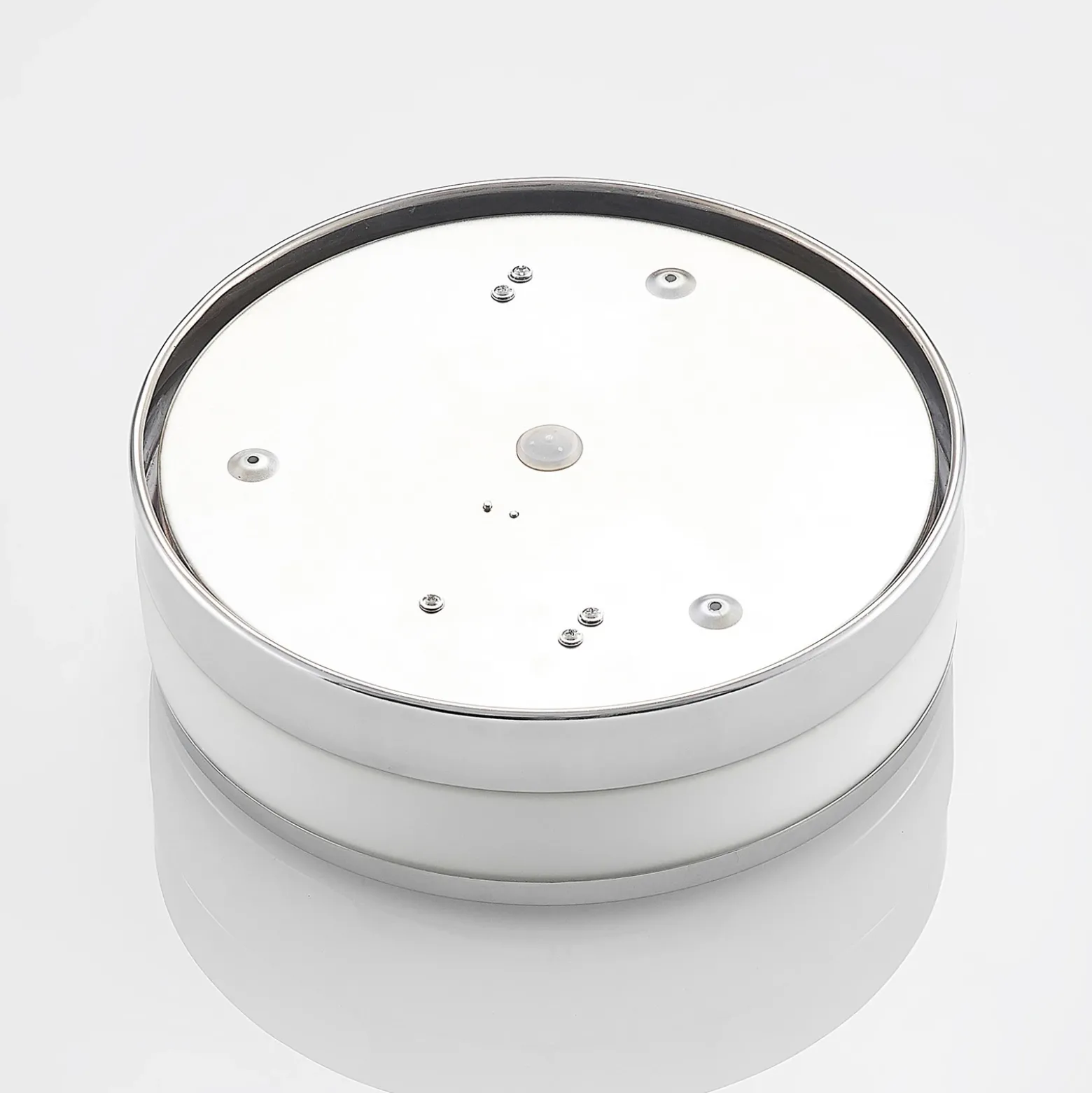 Lámpara de techo Lindby Flavi, Ø 28 cm, cromada, cristal, IP44, E27