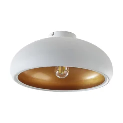Lámpara de techo Lindby Gerwina, blanco/oro, metal, 40 cm, E27