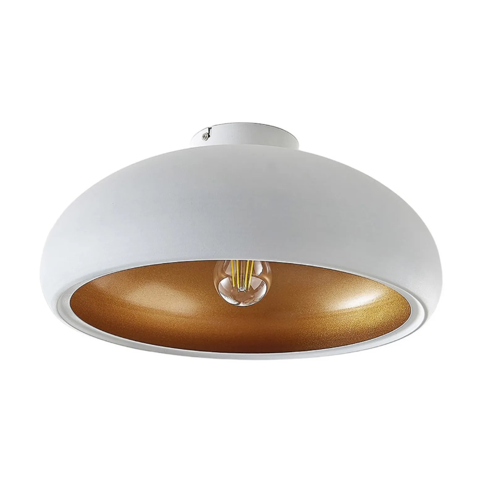 Lámpara de techo Lindby Gerwina, blanco/oro, metal, 40 cm, E27