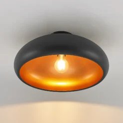 Lámpara de techo Lindby Gerwina, negro/oro, metal, 40 cm, E27