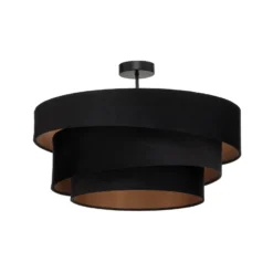 Lámpara de techo Lindby Jusari, negra, de tela, Ø 56 cm, E27