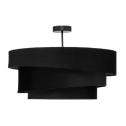 Lámpara de techo Lindby Jusari, negra, de tela, Ø 56 cm, E27