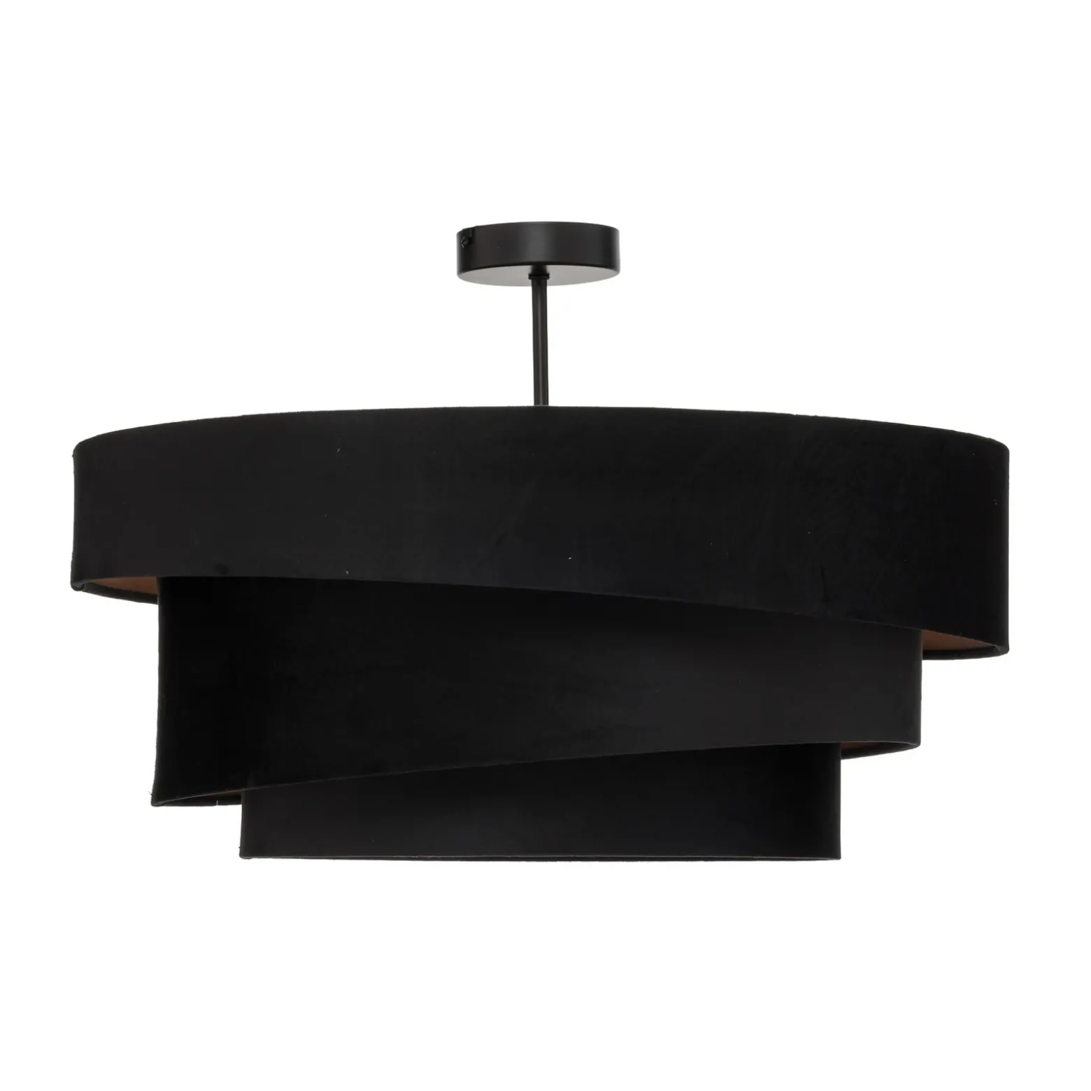 Lámpara de techo Lindby Jusari, negra, de tela, Ø 56 cm, E27