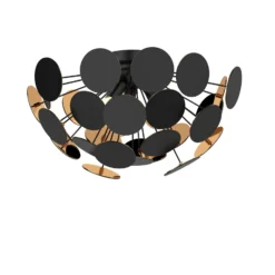 Lámpara de techo Lindby Kinan, Ø 54 cm, negra, dorada, E14