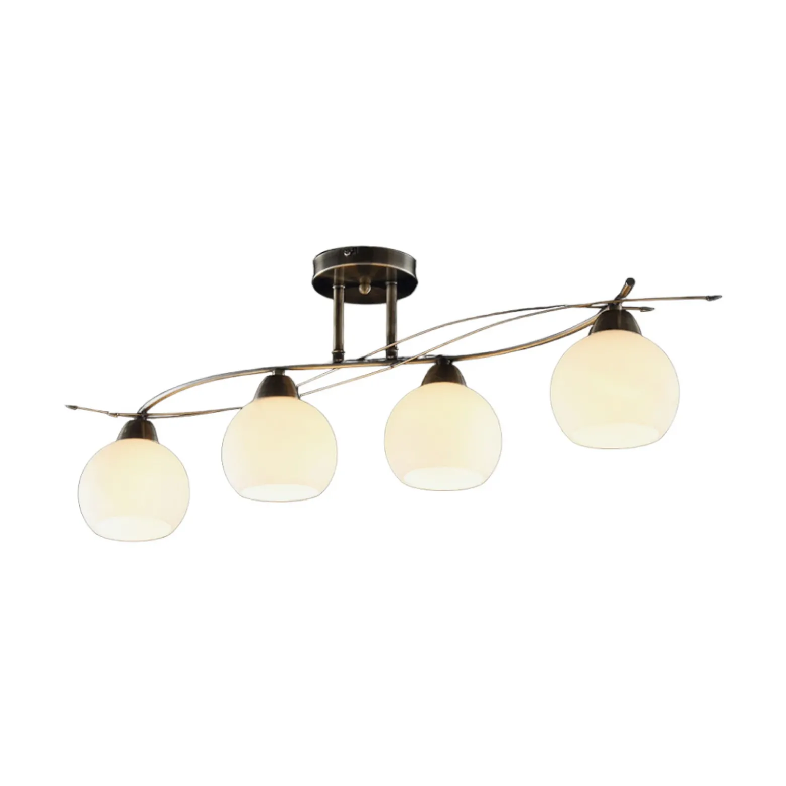Lámpara de techo Lindby Leanda, 80 cm, 4 luces, metal, cristal