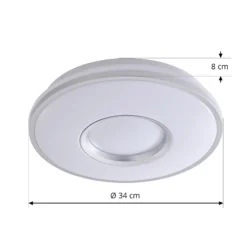 Lámpara de techo Lindby LED Furgo, plata/blanco, plástico, IP44