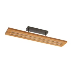 Lámpara de techo Lindby LED Nesaja, negra, madera, 98cm, atenuable