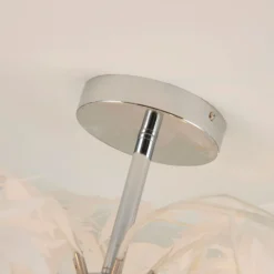 Lámpara de techo Lindby Maple, Ø 70 cm, cromada, blanca, de tela