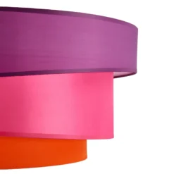 Lámpara de techo Lindby Melia, violeta/rosa/naranja, tejido, Ø 56 cm