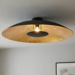 Lámpara de techo Lindby Narisara, Ø 80 cm, E27, negro-oro