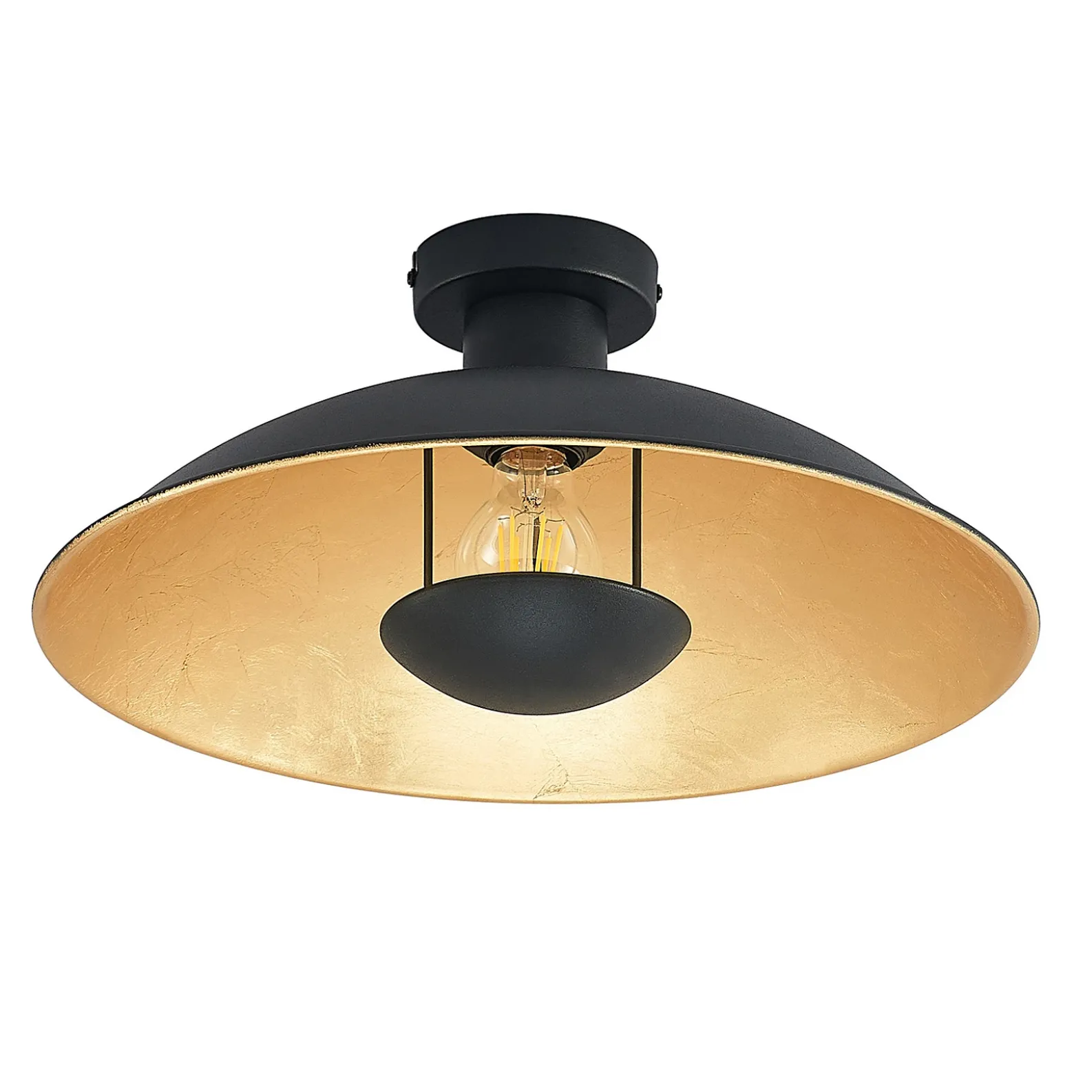 Lámpara de techo Lindby Narisara, Ø 40 cm, E27, negro-oro