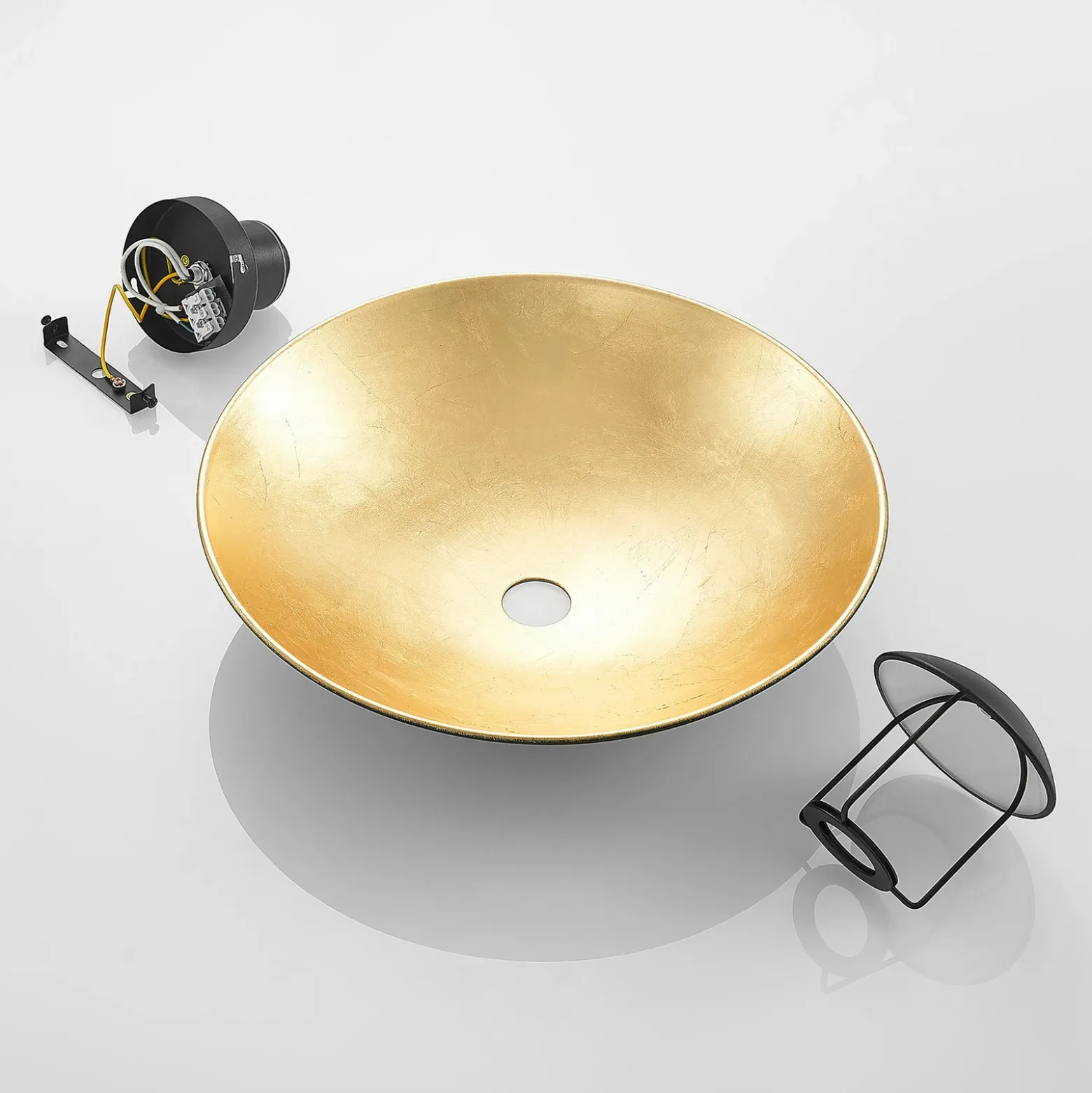 Lámpara de techo Lindby Narisara, Ø 40 cm, E27, negro-oro
