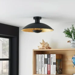 Lámpara de techo Lindby Narisara, Ø 40 cm, E27, negro-oro