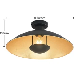 Lámpara de techo Lindby Narisara, Ø 40 cm, E27, negro-oro