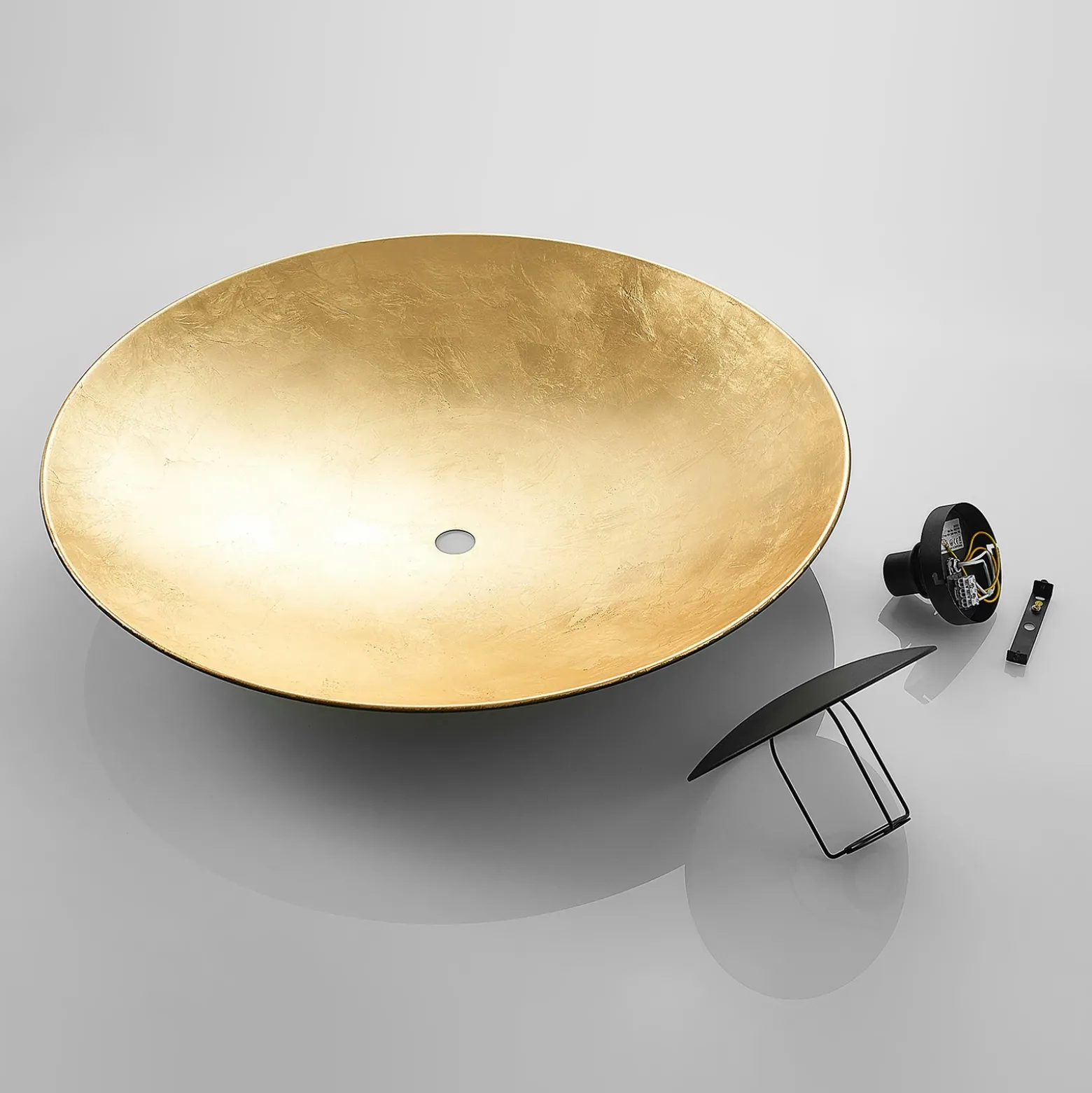 Lámpara de techo Lindby Narisara, Ø 80 cm, E27, negro-oro