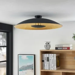Lámpara de techo Lindby Narisara, Ø 80 cm, E27, negro-oro