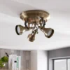 Lámpara de techo Lindby Perseas, Ø 22cm, 3 luces, latón antiguo, GU10