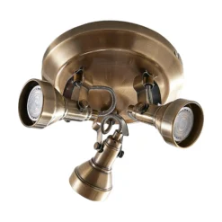 Lámpara de techo Lindby Perseas, Ø 22cm, 3 luces, latón antiguo, GU10