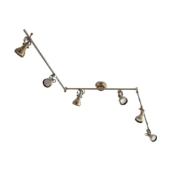 Lámpara de techo Lindby Perseas, 180 cm, 6 luces, latón antiguo, GU10