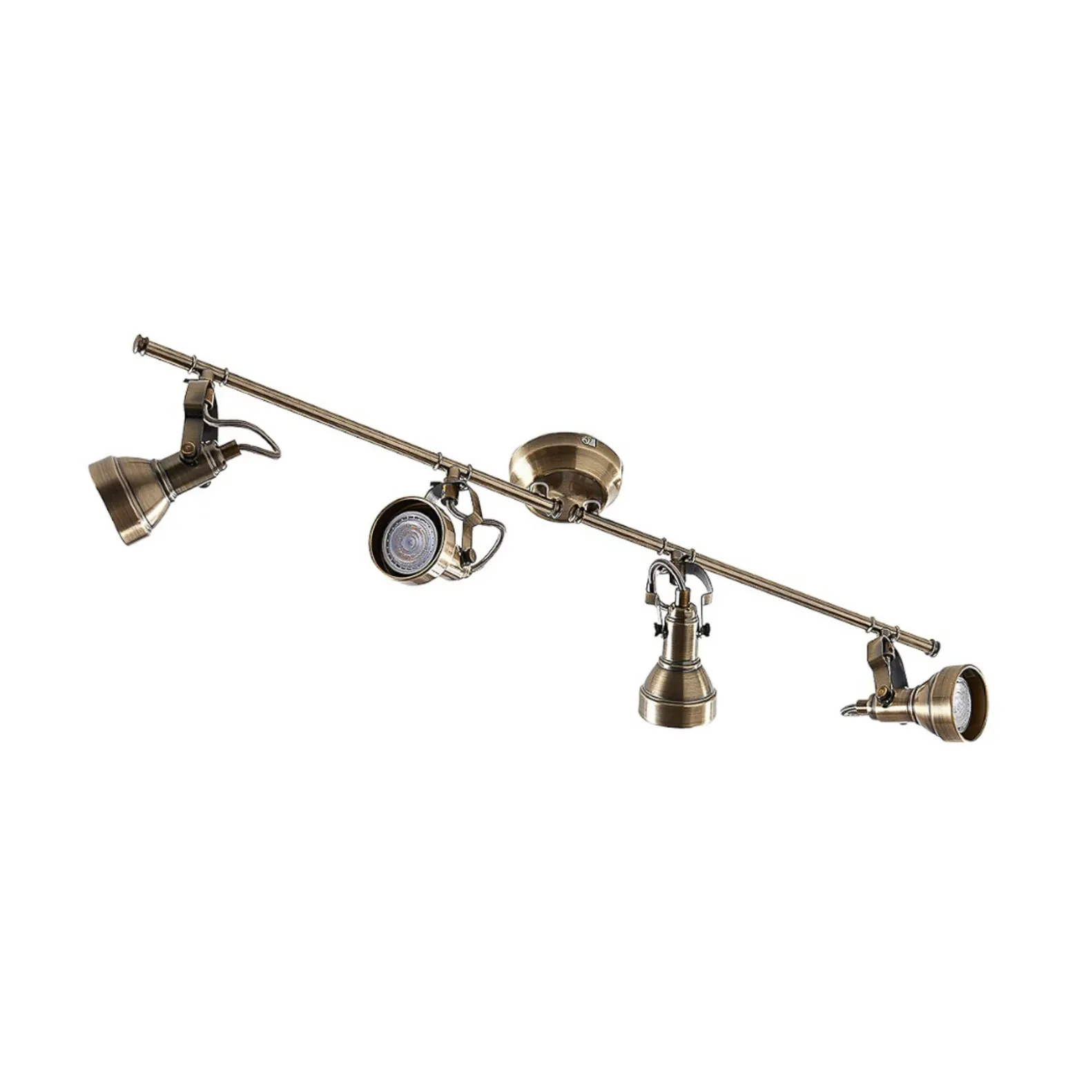 Lámpara de techo Lindby Perseas, 78 cm, 4 luces, latón envejecido, GU10