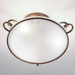 Lámpara de techo Lindby Rando, plata envejecida, cristal, Ø 50 cm, E27
