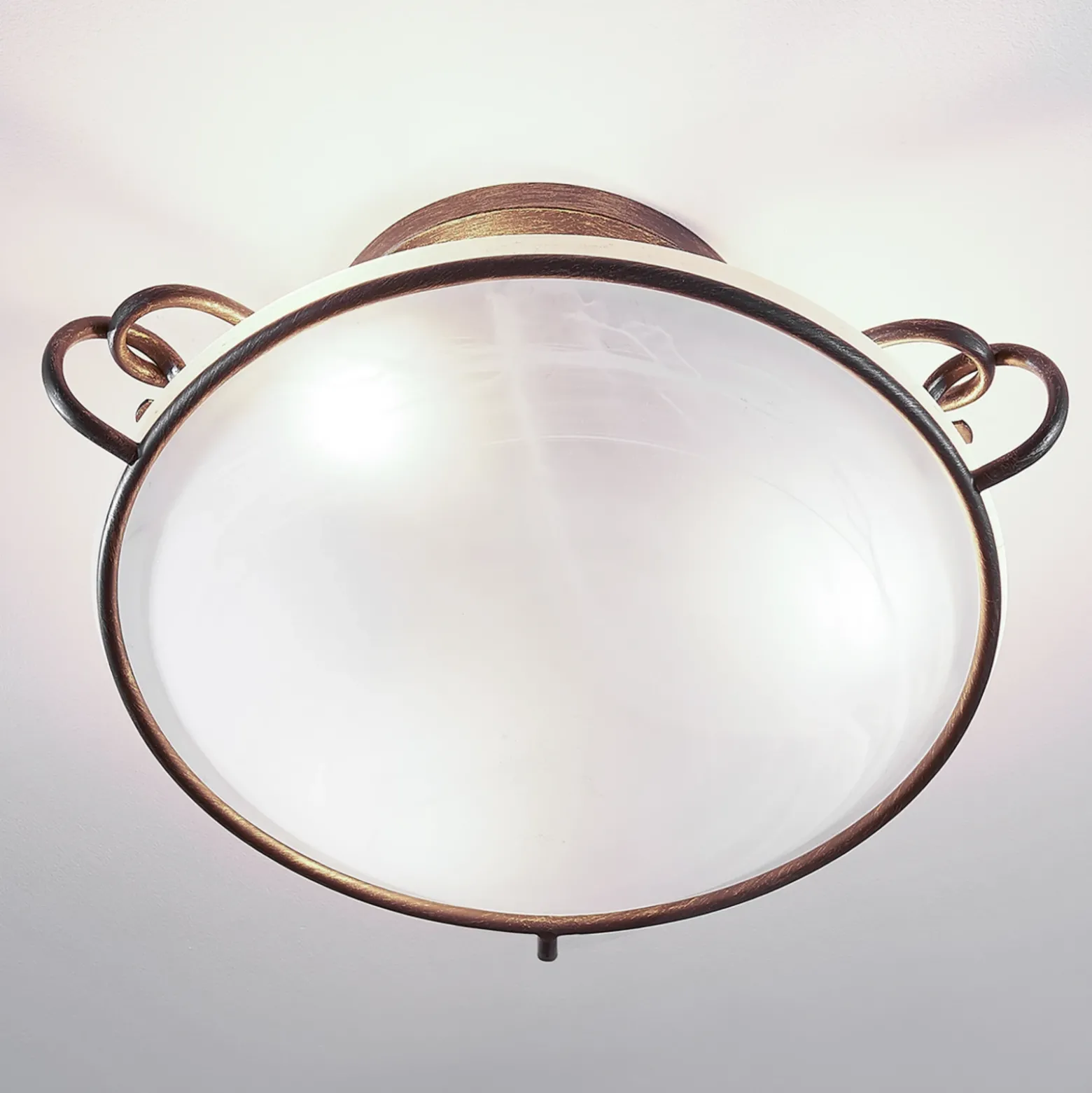 Lámpara de techo Lindby Rando, plata envejecida, cristal, Ø 50 cm, E27