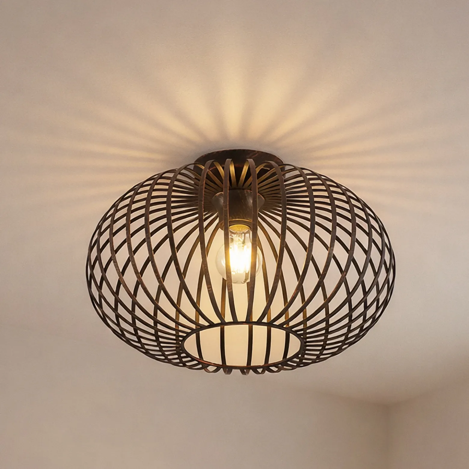 Lámpara de techo Lindby Rosalea, color cobre, metal, 40 cm, E27