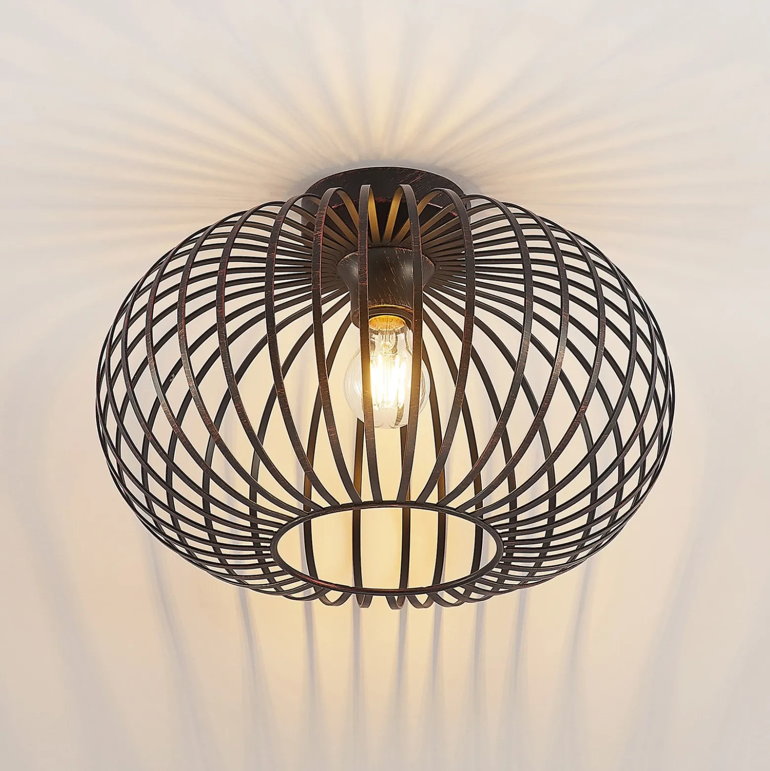 Lámpara de techo Lindby Rosalea, color cobre, metal, 40 cm, E27
