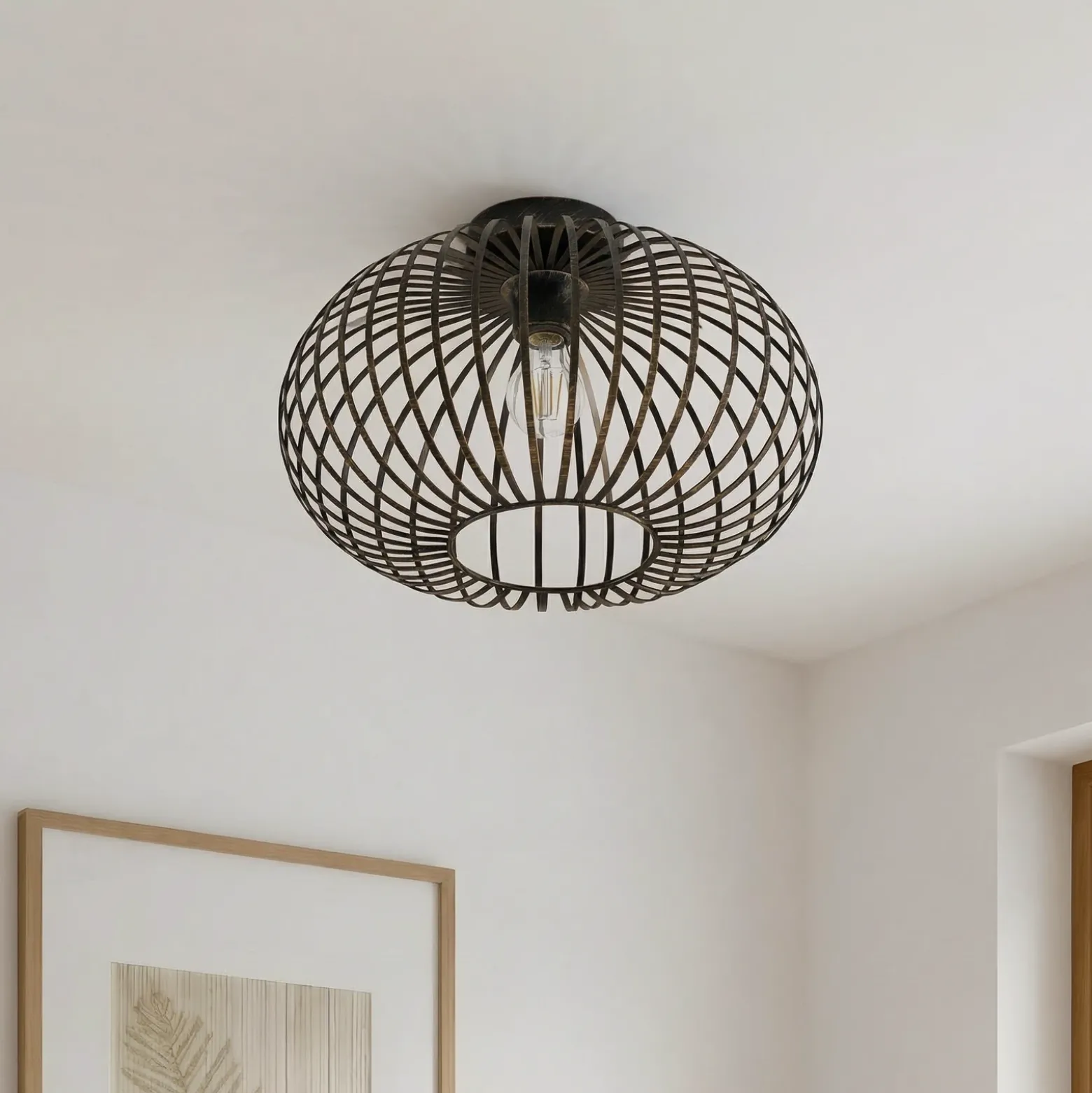 Lámpara de techo Lindby Rosalea, color latón, metal, 40 cm, E27