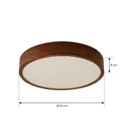 Lámpara de techo Lindby Tanju, Ø 50 cm, madera de caucho, 4 luces, E27
