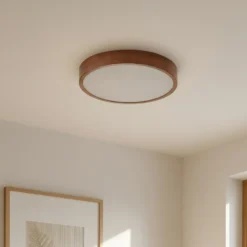 Lámpara de techo Lindby Tanju, Ø 50 cm, madera de caucho, 4 luces, E27
