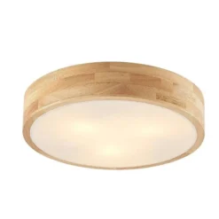 Lámpara de techo Lindby Tanju, Ø 40 cm, 3 luces, madera de caucho, E27
