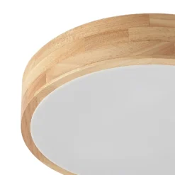 Lámpara de techo Lindby Tanju, Ø 40 cm, 3 luces, madera de caucho, E27
