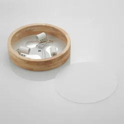 Lámpara de techo Lindby Tanju, Ø 40 cm, 3 luces, madera de caucho, E27