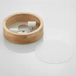 Lámpara de techo Lindby Tanju, Ø 30 cm, 2 luces, madera de caucho, E27