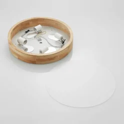 Lámpara de techo Lindby Tanju, Ø 50 cm, 4 luces, madera de caucho, E27