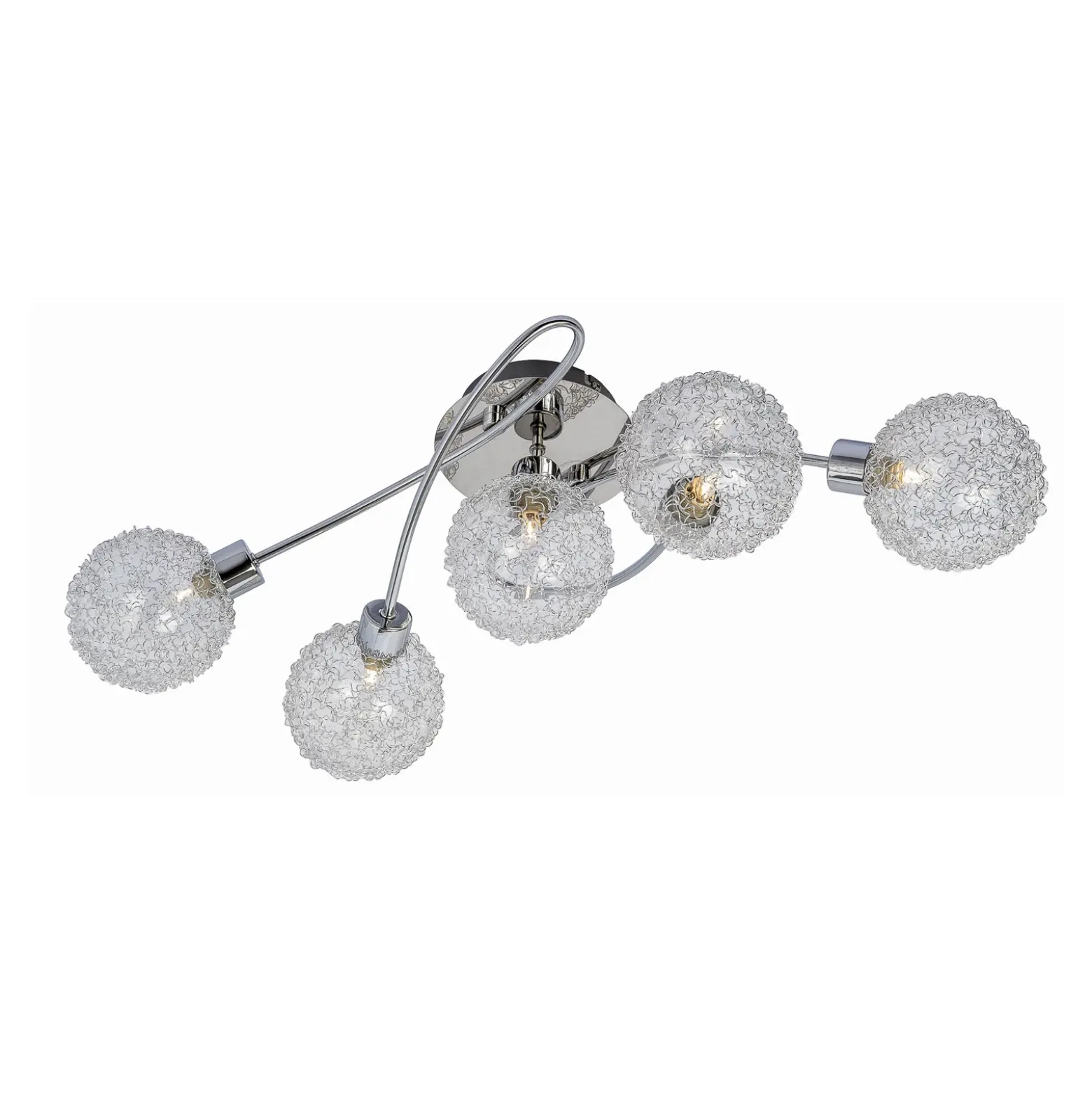 Lámpara de techo Lindby Ticino, 65 cm, 5 luces, metal, cristal