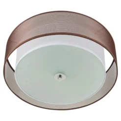 Lámpara de techo Lindby Tobia, marrón, de tela, Ø 50 cm, E27