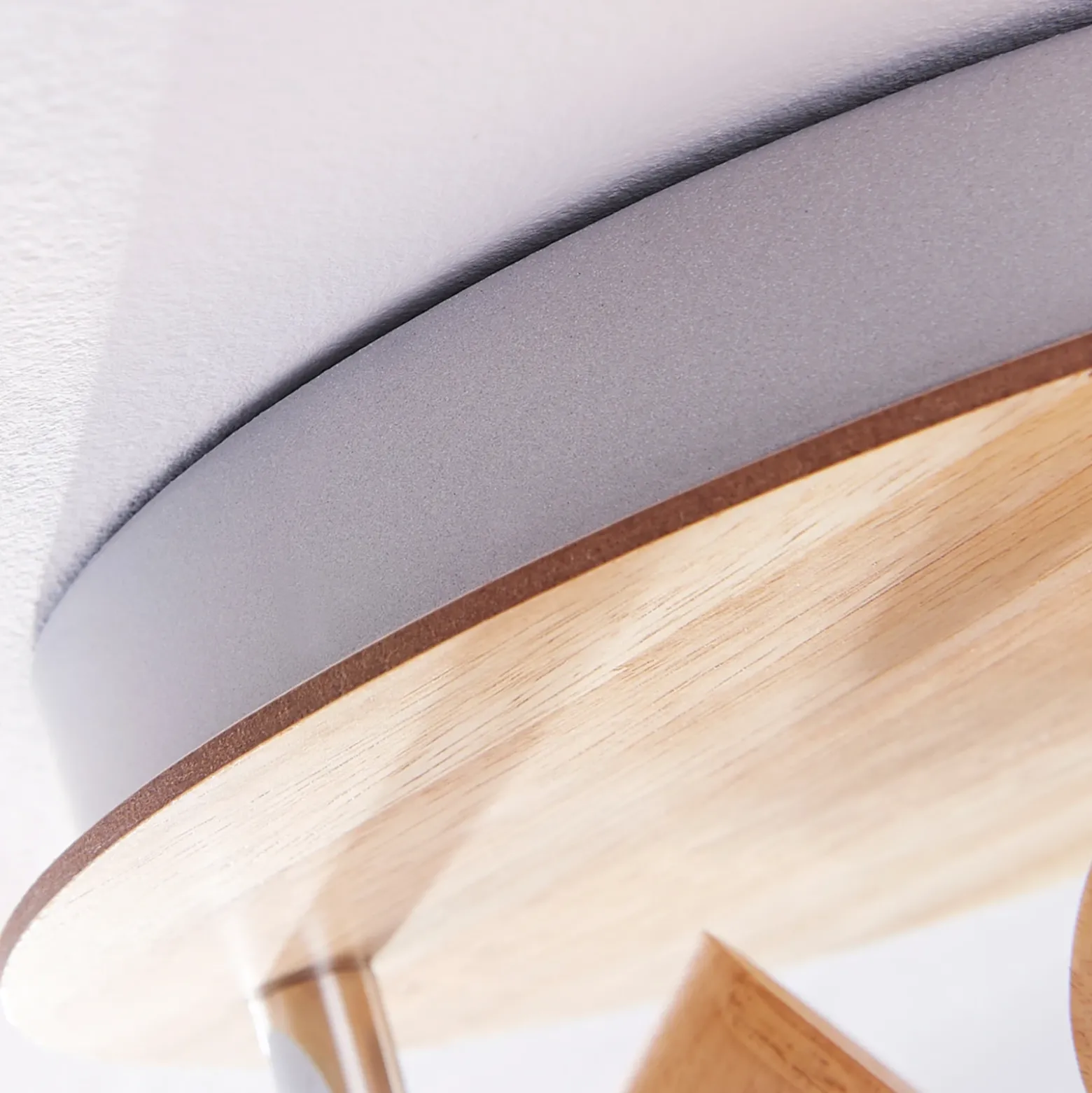 Lámpara de techo Lindby Vivica, Ø 26 cm, cromo/madera, 3 luces