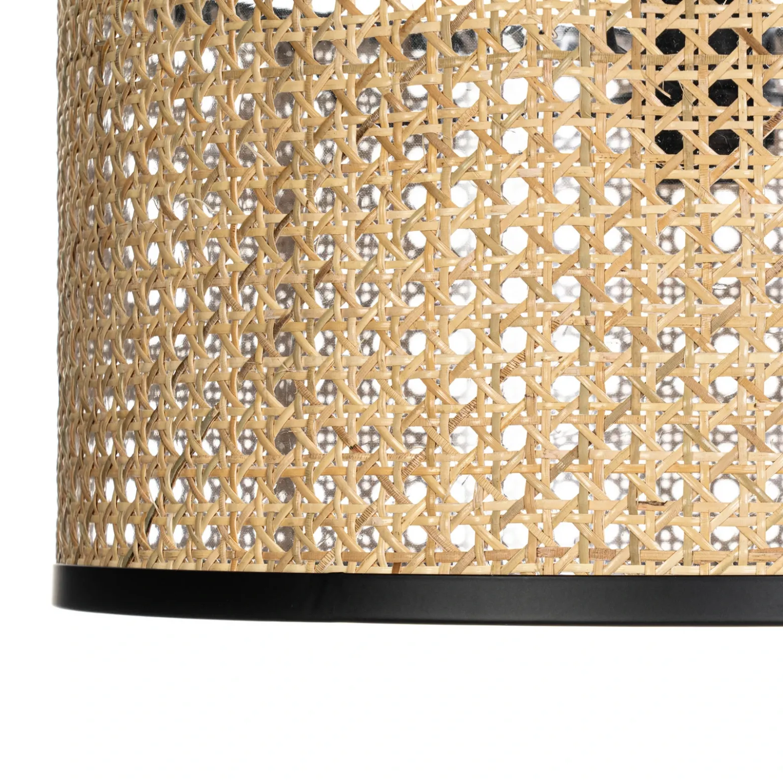 Lámpara de techo Lindby Yaelle, Ø 40 cm, ratán, negro, E27