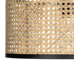 Lámpara de techo Lindby Yaelle, Ø 40 cm, ratán, negro, E27