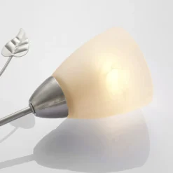 Lámpara de techo Lindby Yannie, 6 luces, 106 cm, níquel/blanco, cristal