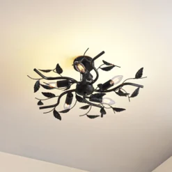 Lámpara de techo Lindby Yos, 5 luces, 58 cm, negro y dorado, E14