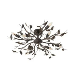 Lámpara de techo Lindby Yos, 8 luces, 85 cm, negro y dorado, E14