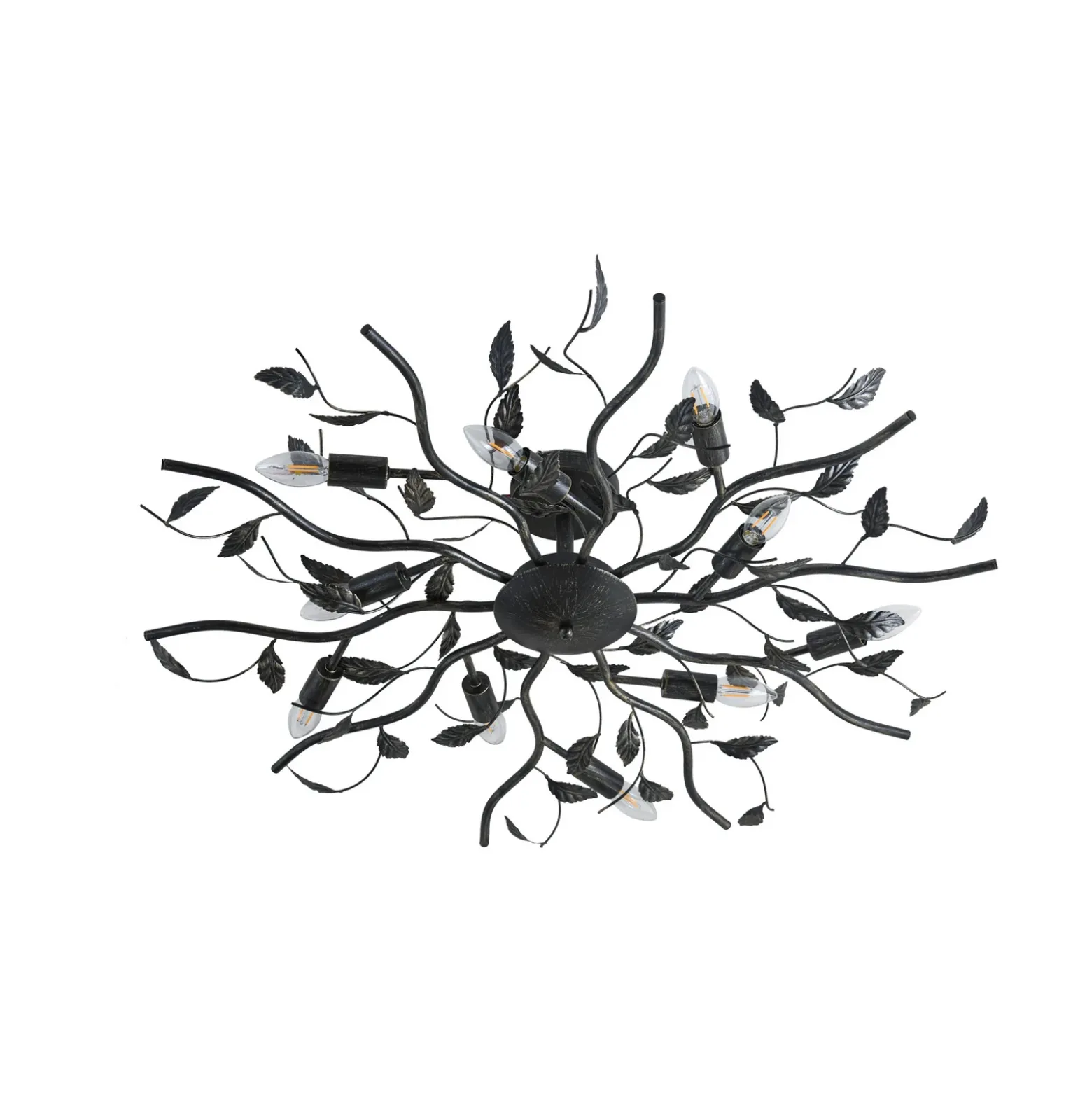 Lámpara de techo Lindby Yos, 10 luces, 95 cm, negro y dorado, E14