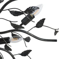 Lámpara de techo Lindby Yos, 10 luces, 95 cm, negro y dorado, E14