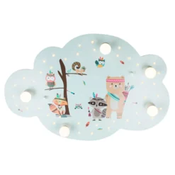 Lámpara de techo Little Indians, nubes, menta